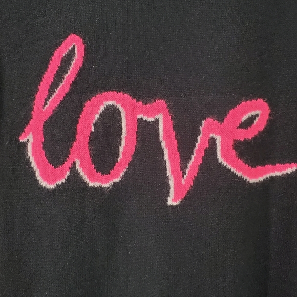 Brodie | 100% Cashmere Sweater Jumper Black Pink Love Graphic Valentine's Day S - Picture 6 of 10